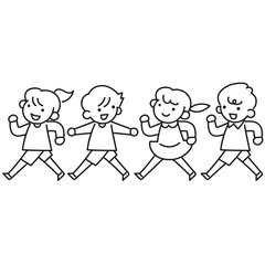 笑顔で歩く仲良しの子供たち