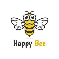 Bee logo design. funny cartoon concept
