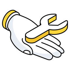 Wrench on hand, icon of service 