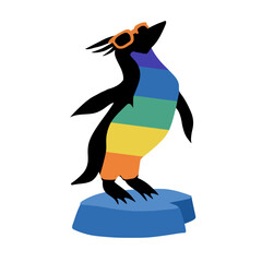 Penguin glasses rainbow vector silhouette