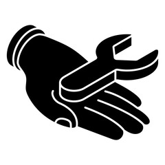 Wrench on hand, icon of service 