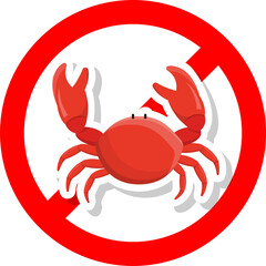 Icon illustration of crab with prohibition sign