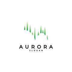 Aurora Logo, Light Wave Vector, Nature Landscape Design, Product Brand Template Illustration Icon