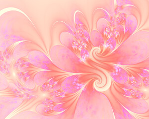 Abstract pink fractal art background suited to concepts such as femininity.