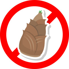 Icon illustration of bamboo shoots with prohibition sign