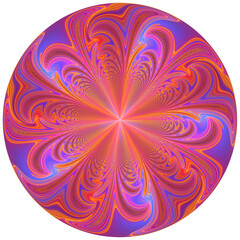 Abstract psychedelic circular fractal art with a wavy zig-zag or zipper effect. PNG format with transparent background.