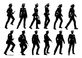 Vector silhouettes of British policemen
