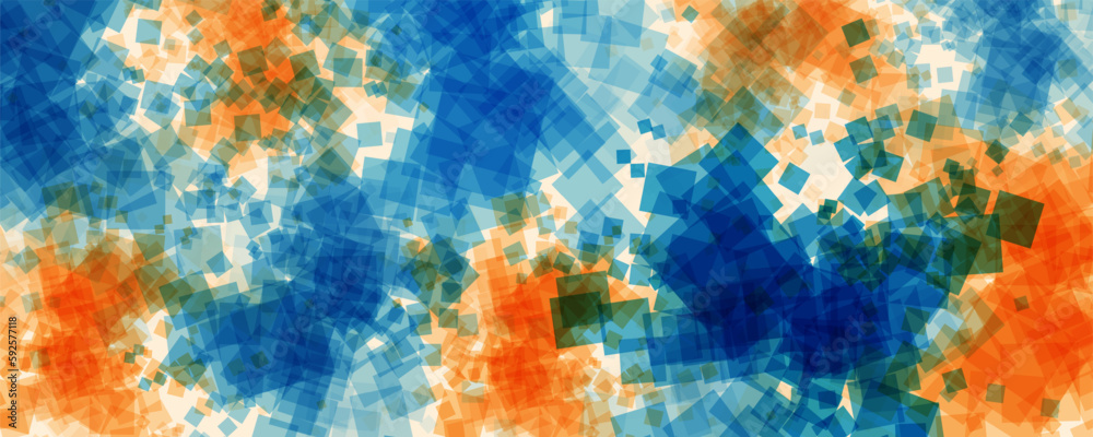 Wall mural abstract colorful pattern with random sized and placed heaps of blue, red and brown translucent lit 