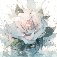Rose flower in style of watercolor painting. Generative ai