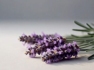 Lavender flowers on white background. Generative ai