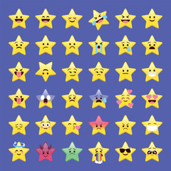 Star emoji faces with cute expressions for social media