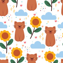 seamless pattern cartoon cat. cute animal wallpaper for textile, gift wrap paper