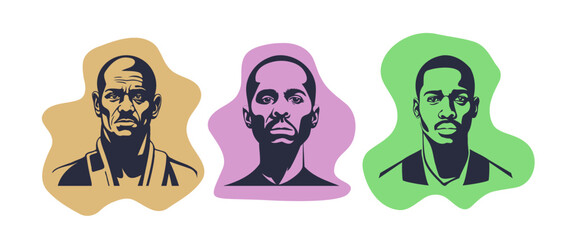 Vector portrait proud African American men. 