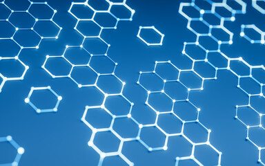 Hexagonal structure background, 3d rendering.