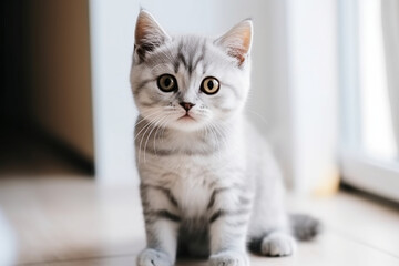 Naklejka na ściany i meble cute chubby kitten with adorable face