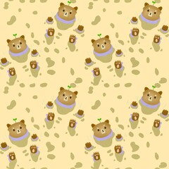 Seamless childish pattern with bear, floating bear .Creative childish urban texture for fabric, wrapping, textile, wallpaper, clothing. illustration.