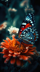 Fototapeta na wymiar Butterfly on the flower, macro photography, ai generative