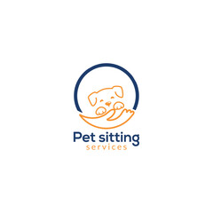 Fototapeta premium pet sitting logo design vector templet,