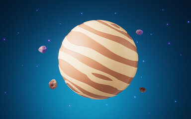 Naklejka premium Cartoon style planet in the outer space, 3d rendering.