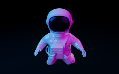 Spaceman with fantastic lights, 3d rendering.