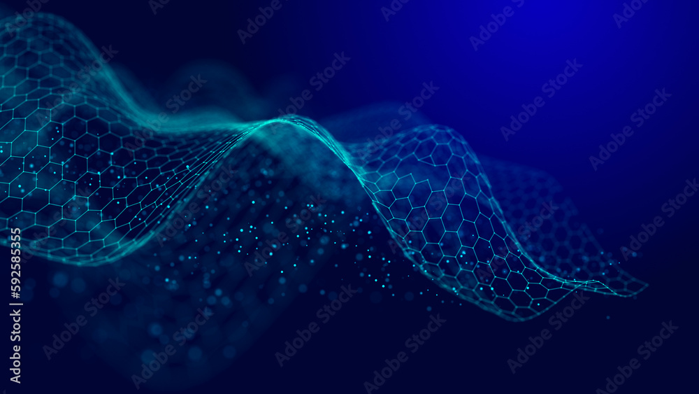 Poster abstract digital wave. digital network background. 3d rendering