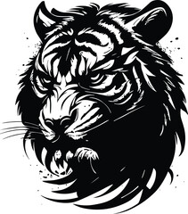 Tiger head minimal logo vector illustration silhouette