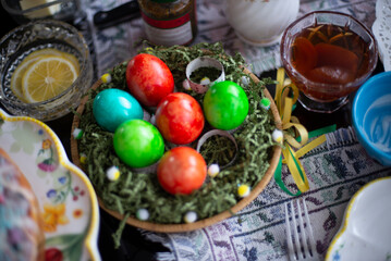 easter still life with eggs