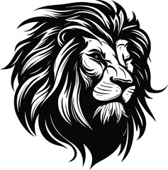 Lion head minimal logo vector illustration silhouette