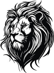Obraz premium Lion head minimal logo vector illustration silhouette