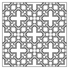 Fantasy pattern number 17 for coloring. Crosses and rhombuses. Page for coloring book, title page, seamless pattern. Vector illustration