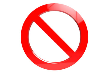 3d render of a sign not allowed - forbidden symbol - Warning Sign on transparent background