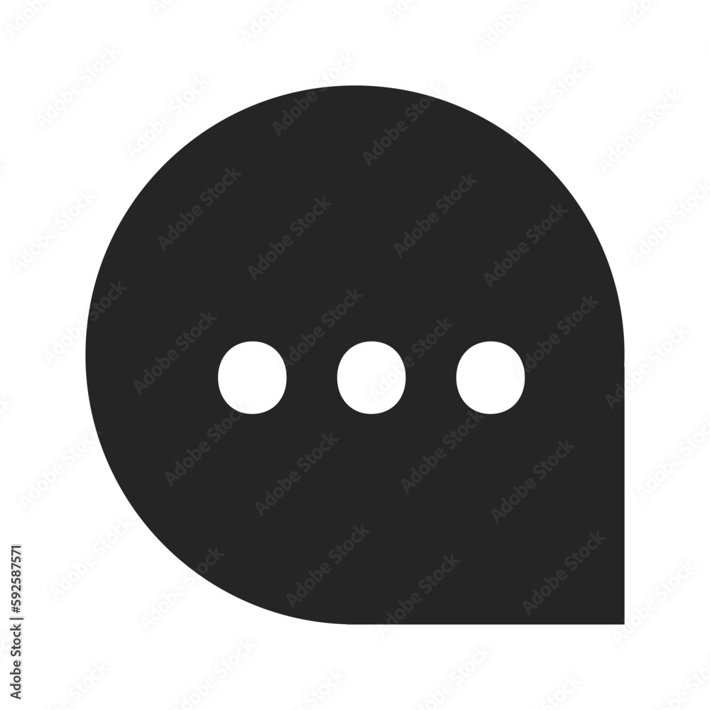 Fototapete rounded speech bubble with three dots flat line black white vector icon. typing. editable cartoon st