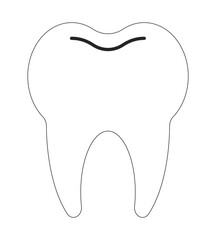 Human tooth flat line black white vector object. Ceramic dental implant. Teeth anatomy. Editable cartoon style icon. Simple isolated outline spot illustration for web graphic design and animation