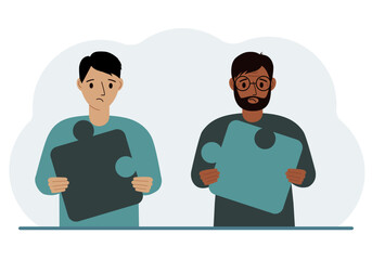 Team metaphor. People putting puzzle pieces together. The concept of teamwork and cooperation. Business concept.