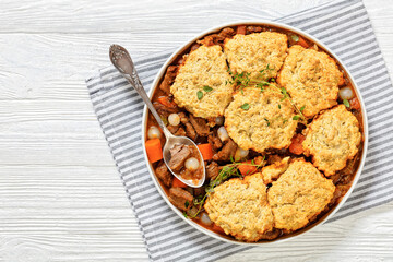boneless beef short ribs cobbler in white bowl