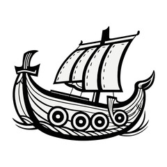 Viking transport ship. Ancient Viking ship, Vector Illustration. Branding Identity Isolated on a white background.