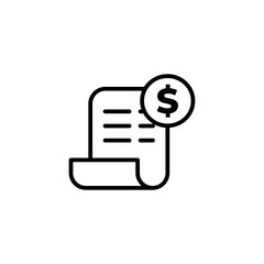 Banking transaction receipt outline icon. Bill icon, Invoice symbol, Payment icon, Medical bill, Online shopping, Procurement expense, Money document file. Editable graphic resources for many purposes