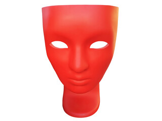 Modern design armchair in the form of a red face as an advertisement for the Art Contemporary museum in Cavalese. Isolated red face.