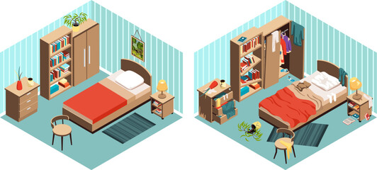 Comparison Of Dirty And Clean Rooms