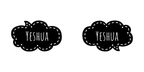 Thought bubbles in cloud shape with the name Yeshua; Christian stickers for your decorative designs