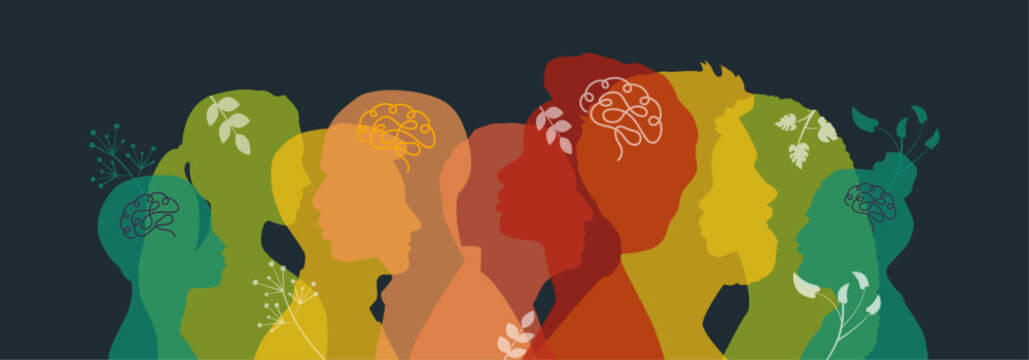 People stand side by side together. Flat vector illustration. - Powered by Adobe