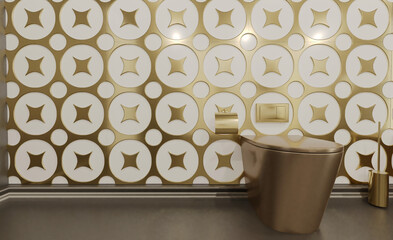 Spacious bathroom, clean, beautiful, luxurious, bright room. 3D rendering.