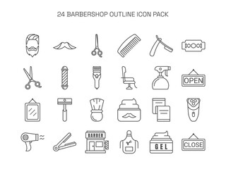 Set of Barbershop Outline Icon Design Vector Illustration.