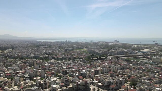 Thessaloniki overview Drone Footage 4K 60FPS sunny day Greece