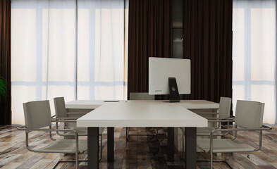 Modern office Cabinet.  3D rendering.   Meeting room