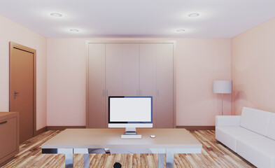Modern office Cabinet.  3D rendering.   Meeting room