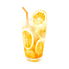 glass of orange juice with lemon