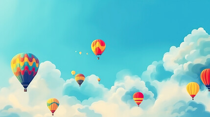 Naklejka premium Hot air balloons flying through the blue sky with the LGBT colors.