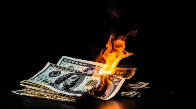 Random burning money Generative AI picture, 