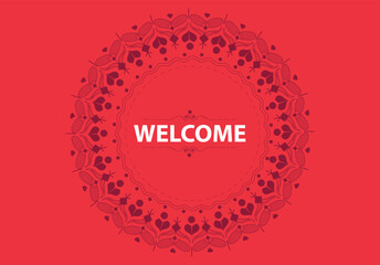 Welcome vector Pattern. Red background and decorative design pattern. Mandala vector